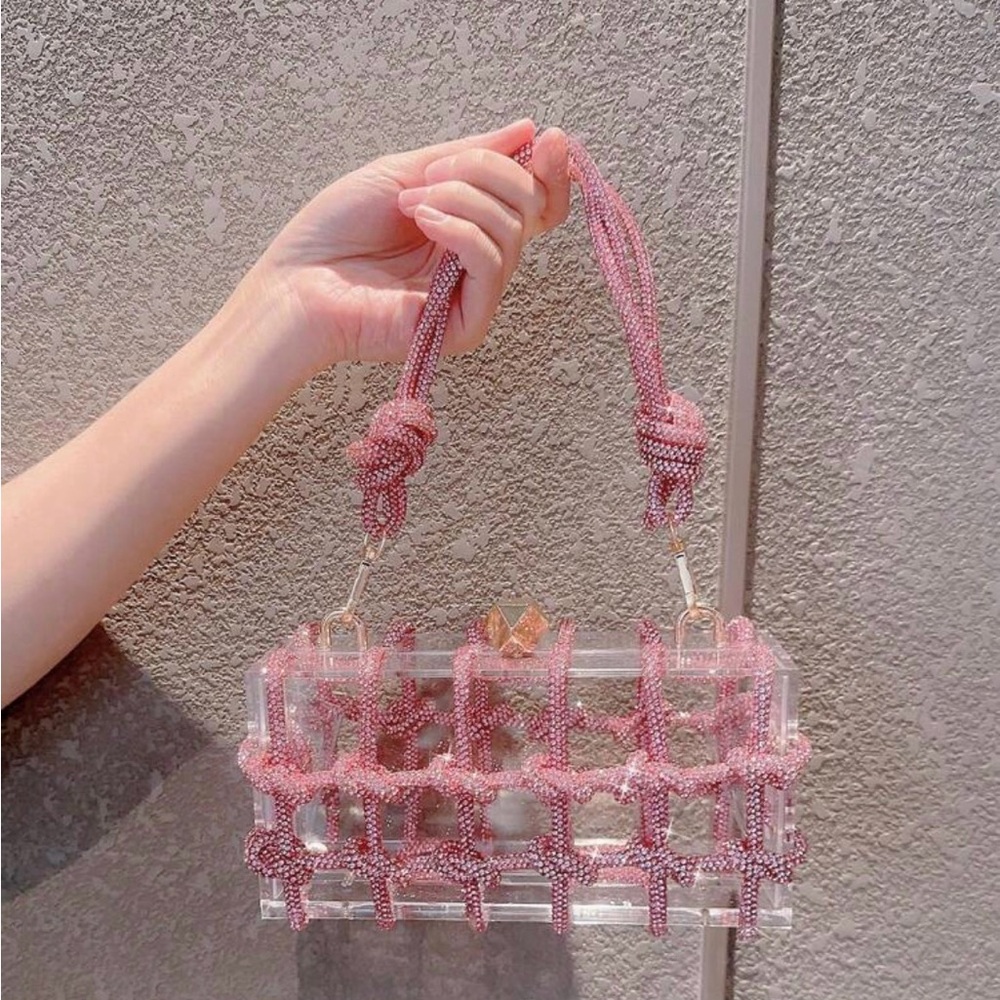 Stylish Pink Beaded Mini Bag